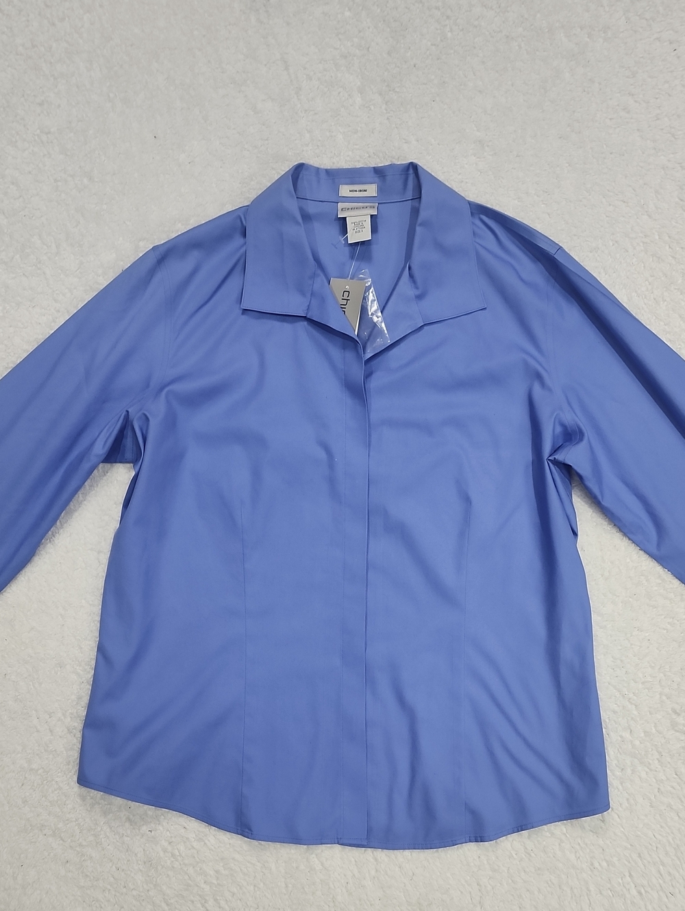 Chico's Non Iron Effortless Cotton Cordova 3/4 Sleeve Shirt New With Tags - Picture 1 of 9